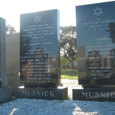 MUSNICK Sam -1995 &amp; Florence Anne -1974