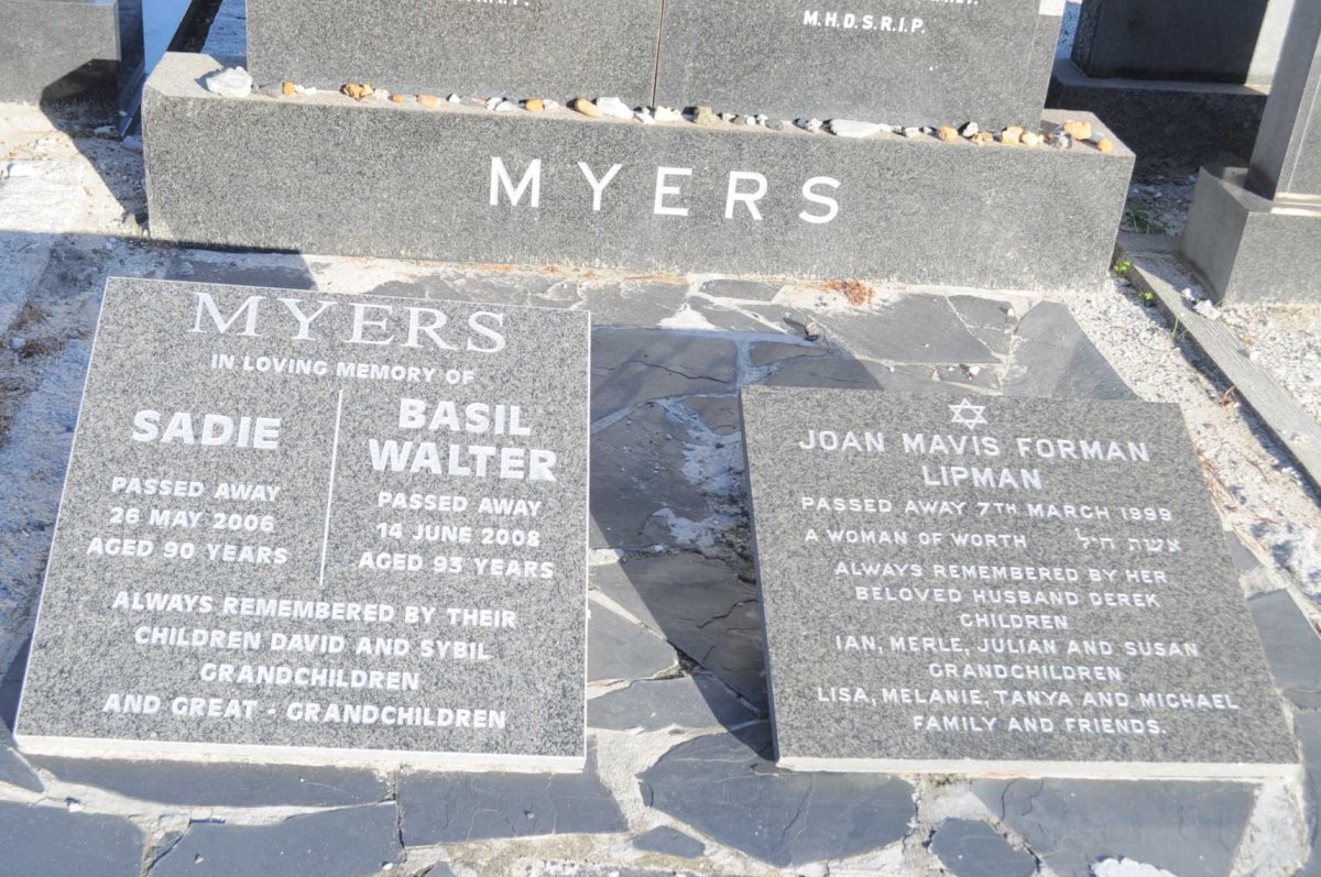 MYERS Basil Walter -2008  &amp; Sadie -2006 :: LIPMAN Joan Mavis Forman -1999