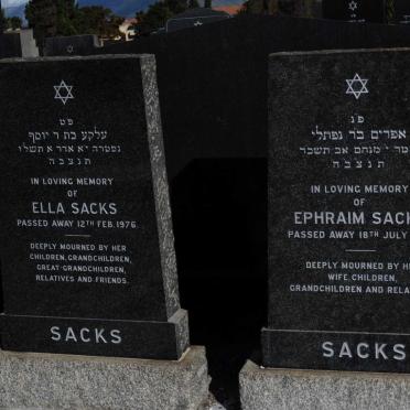 SACKS Ephraim -1964 &amp; Ella -1976