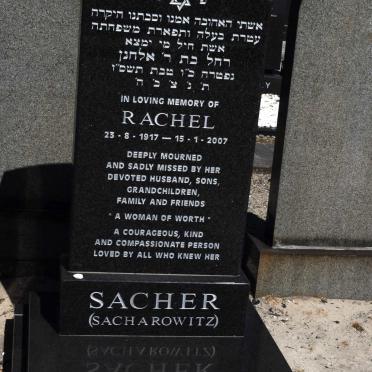 SACHER Rachel nee SACHAROWITZ 1917-2007