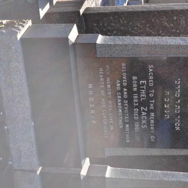 ZACKS Ethel 1883-1961