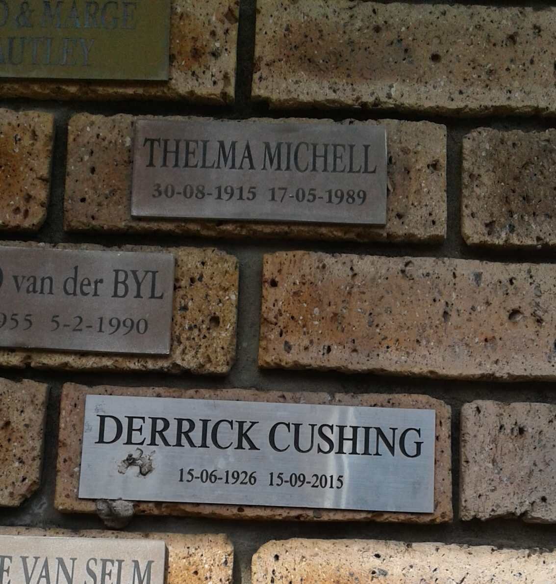 MITCHELL Thelma 1915-1989 :: CUSHING Derrick 1926-2015