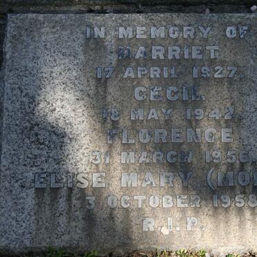 ? Harriet -1927 :: ? Cecil -1942 :: ? Florence -1956 :: ? Elsie Mary -1958