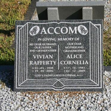 ACCOM Vivian Rafferty 1939-2006 &amp; Alice Cornelia 1941-2009