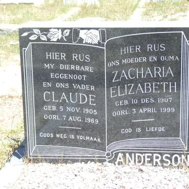 ANDERSON Claude 1905-1969 &amp; Zacharia Elizabeth 1907-1999