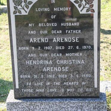 ARENDSE Arend 1907-1970 &amp; Hendrina Christina 1912-1980