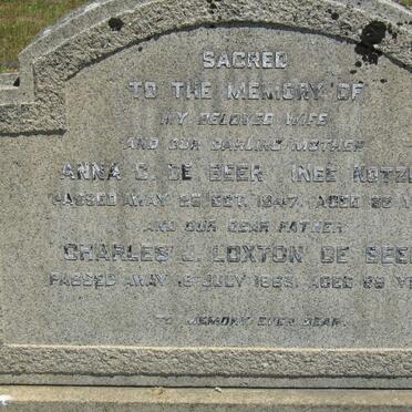 BEER Charles Loxton, de -1963 &amp; Anna G. nee KOTZE -1947