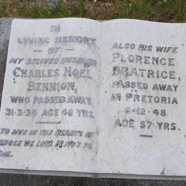 BENNION Charles Noel -1934 &amp; Florence Beatrice -1948