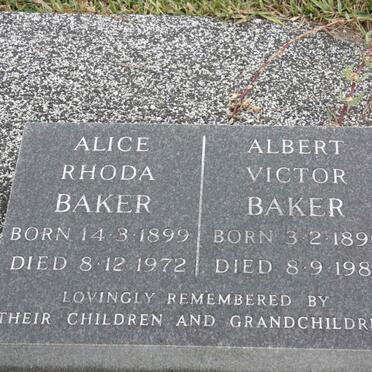 BAKER Albert Victor 1895-1985 &amp; Alice Rhoda 1899-1972