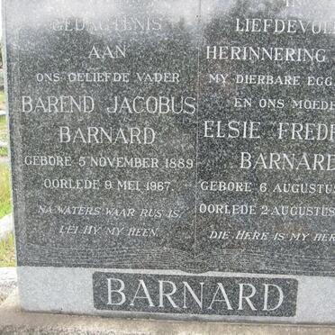 BARNARD Barend Jacobus 1889-1967 &amp; Elsie Fredrika 1891-1957