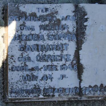 BARNARDT Jacoba Sophia nee GERICKE -1948