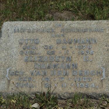 BAUMANN Otto 1876-1936 &amp; Elizabeth VAN DEN BERGH 1883-1954