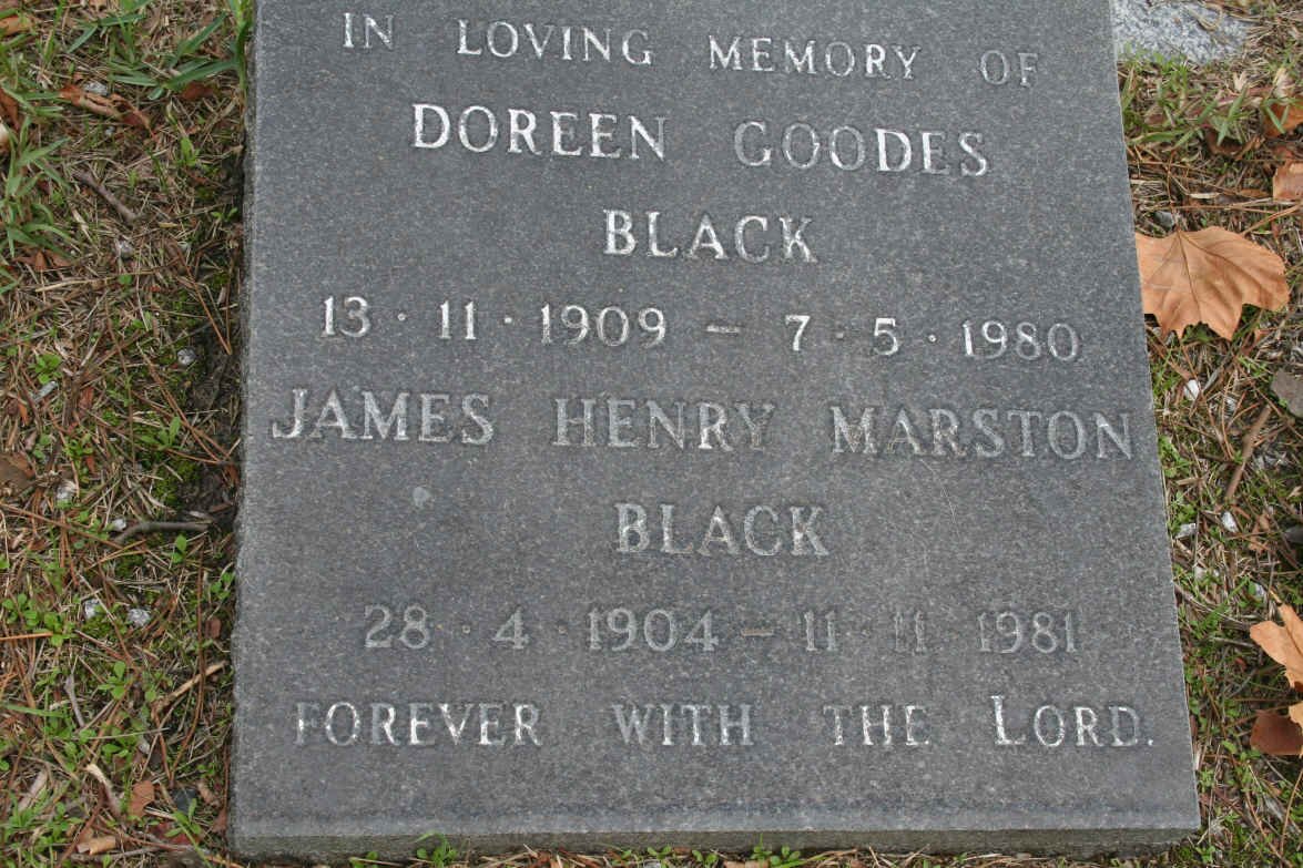 BLACK James Henry Marston 1904-1981 &amp; Doreen Goodes 1909-1980