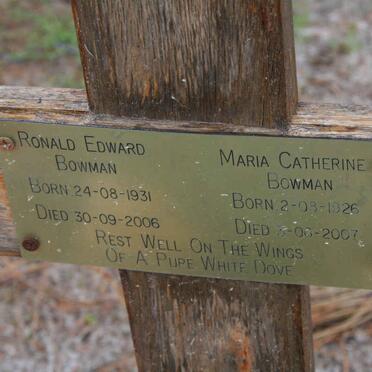BOWMAN Ronald Edward 1931-2006 &amp; Maria Catherine 1926-2007