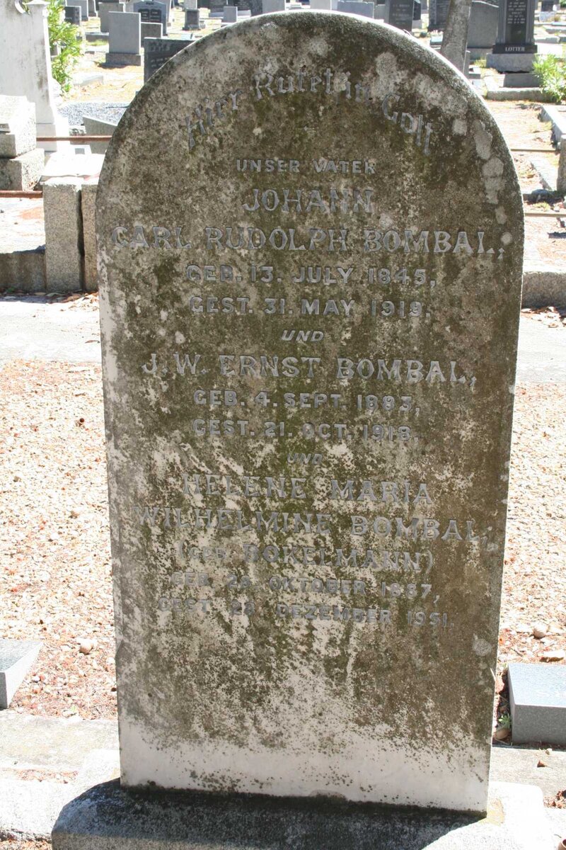 BOMBAI Johann Carl Rudolph 1845-1919 :: BOMBAI J.W. Ernst 1883-1918 &amp; Helene Maria Wilhelmine BOKELMANN 1887-1951