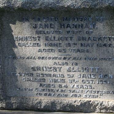 BRACKETT Ernest Elliott -1951 &amp; Jane Hannah -1942