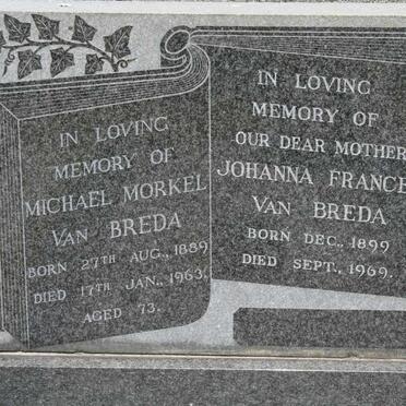 BREDA Michael Morkel, van 1889-1963 &amp; Johanna Frances 1899-1969