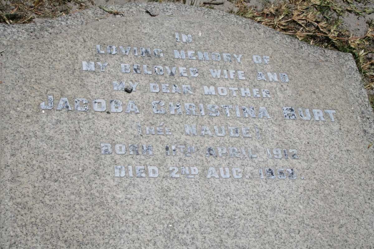 BURT Jacoba Christina nee NAUDE 1912-1952