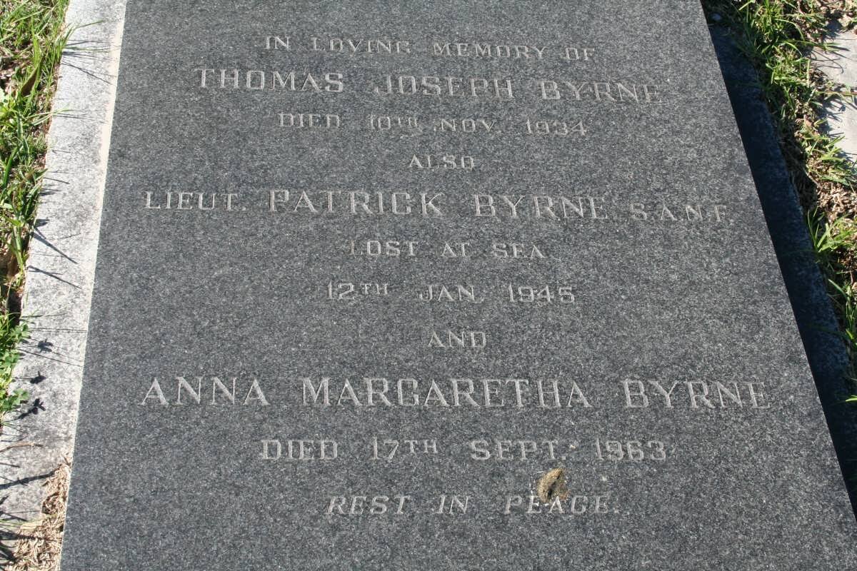 BYRNE Thomas Joseph -1934 :: BYRNE Patrick -1945 &amp; Anna Margaretha -1963