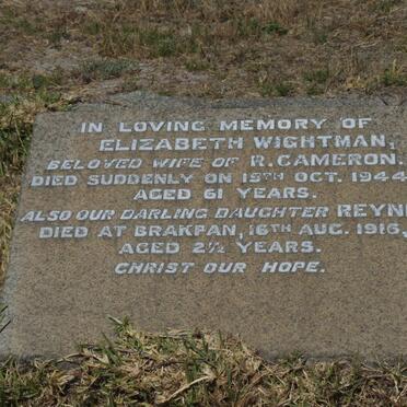 CAMERON Elizabeth, WIGHTMAN -1944 :: CAMERON Reyne -1916