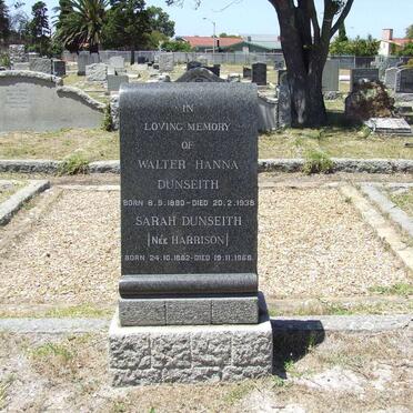 DUNSEITH Walter Hanna 1880-1938 &amp; Sarah HARRISON 1882-1968