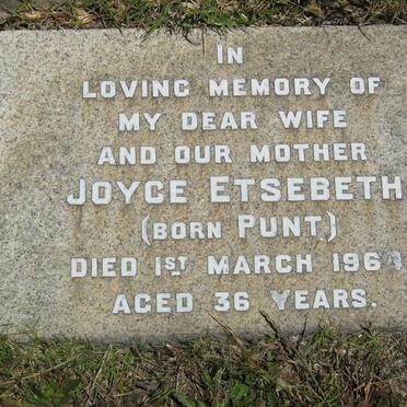 ETSEBETH Joyce nee PUNT -196?