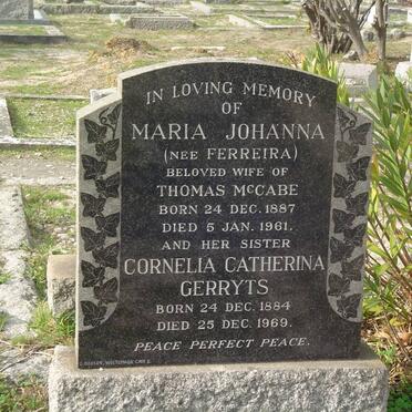 GERRYTS Cornelia Catherina 1884-1969 :: McCABE Maria Johanna nee FERREIRA 1887-1961