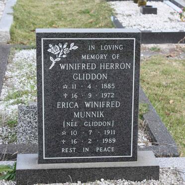 GLIDDON Winifred Herron 1885-1972 :: MUNNIK Erica Winifred nee GLIDDON 1911-1989