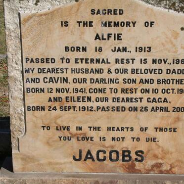 JACOBS Alfie 1913-1964 &amp; Eileen 1912-2000 :: JACOBS Cavin 1941-1967
