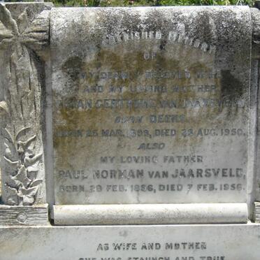 JAARSVELD Paul Norman, van 1896-1956 &amp; Lilian Gertrude DEEKS 1899-1950