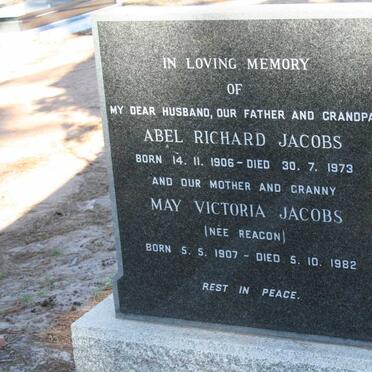 JACOBS Abel Richard 1906-1973 &amp; May Victoria REACON 1907-1982