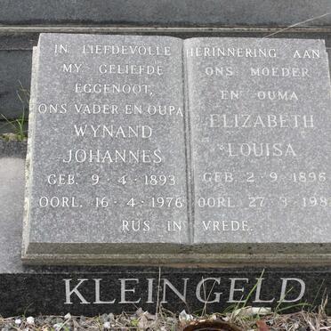 KLEINGELD Wynand Johannes 1893-1976 &amp; Elizabeth Louisa 1896-1982