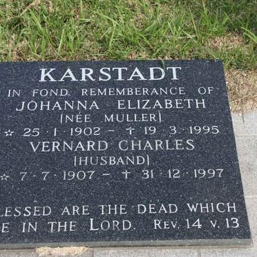 KARSTADT Vernard Charles 1907-1997 &amp; Johanna Elizabeth MULLER 1902-1995