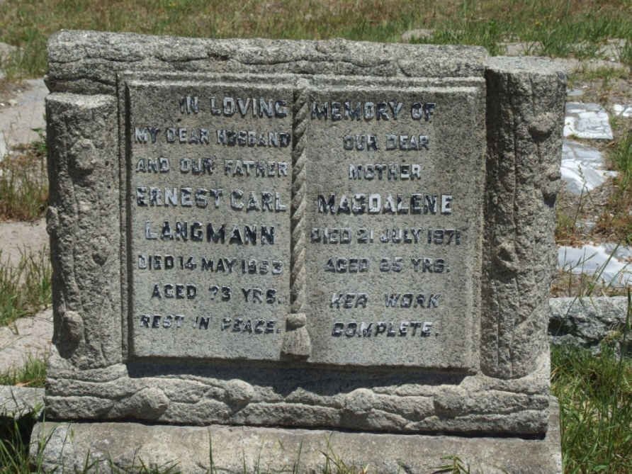 LANGMANN Ernest Carl -1953 &amp; Magdalene -1971