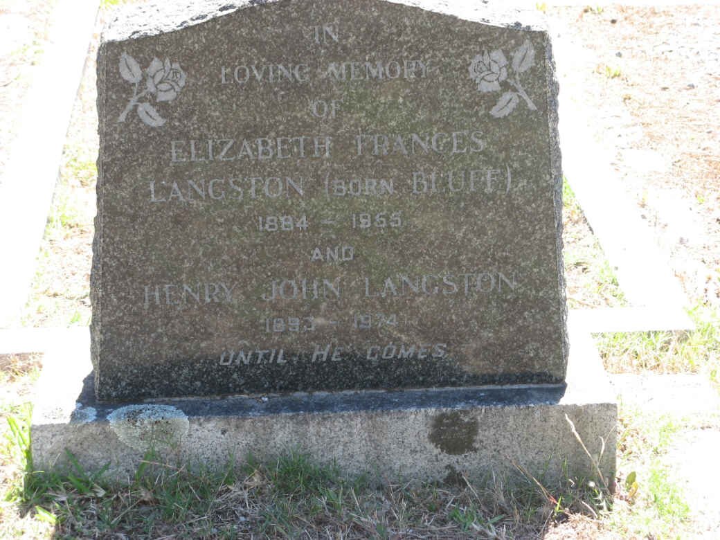 LANGSTON Henry John 1893-1974 &amp; Elizabeth Frances BLUFF 1884-1955