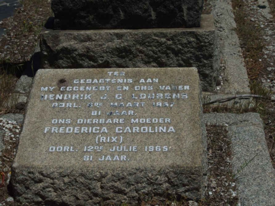 LOURENS Hendrik J.G. -1967 &amp; Frederica Carolina -1965