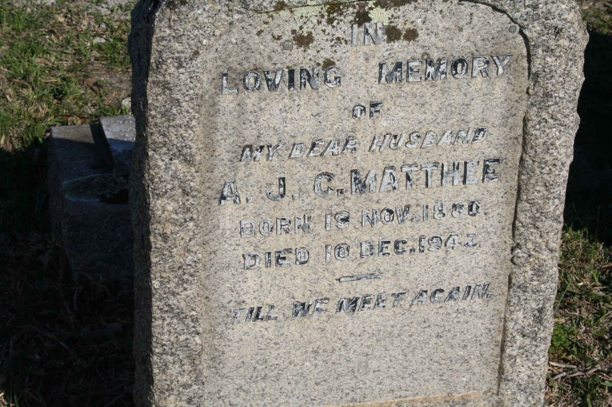 MATTHEE A.J.C. 1880-1943