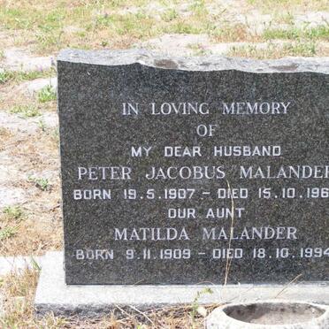 MALANDER Peter Jacobus 1907-1969 :: MALANDER Matilda 1909-1994