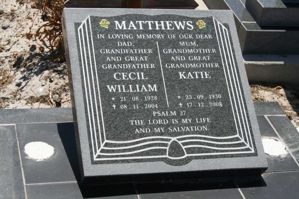 MATHEWS Cecil William 1928-2004 & Katie 1930-2008