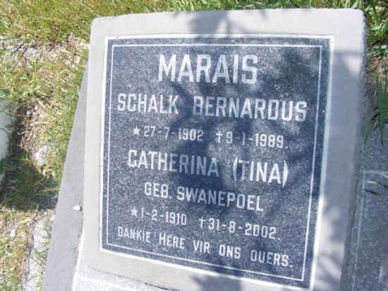 MARAIS Schalk Bernardus 1902-1989 &amp; Catherina SWANEPOEL 1910-2002