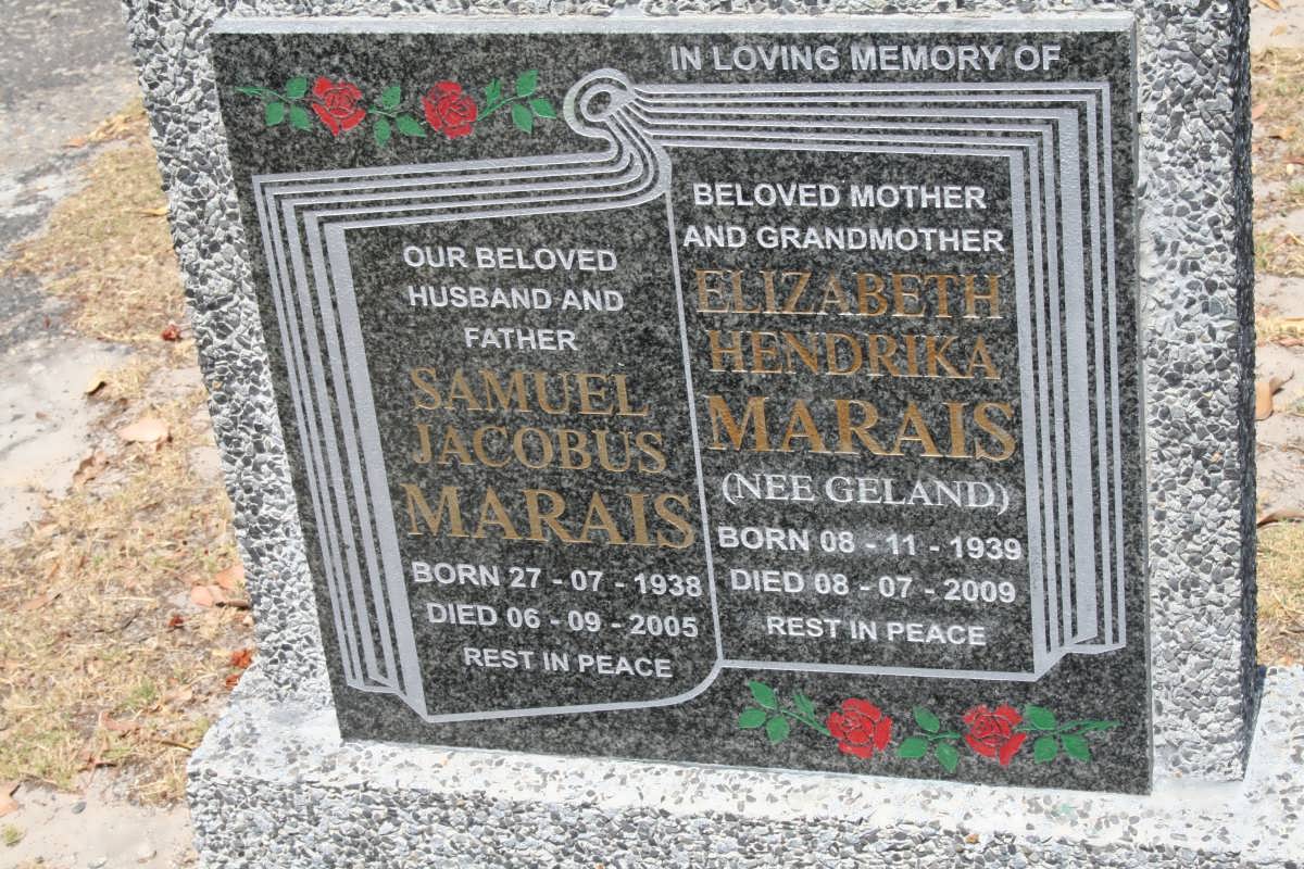 MARAIS Samuel Jacobus 1938-2005 & Elizabeth Hendrika GELAND 1939-2009