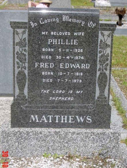 MATTHEWS Fred Edward 1919-1979 & Phillie 1926-1974
