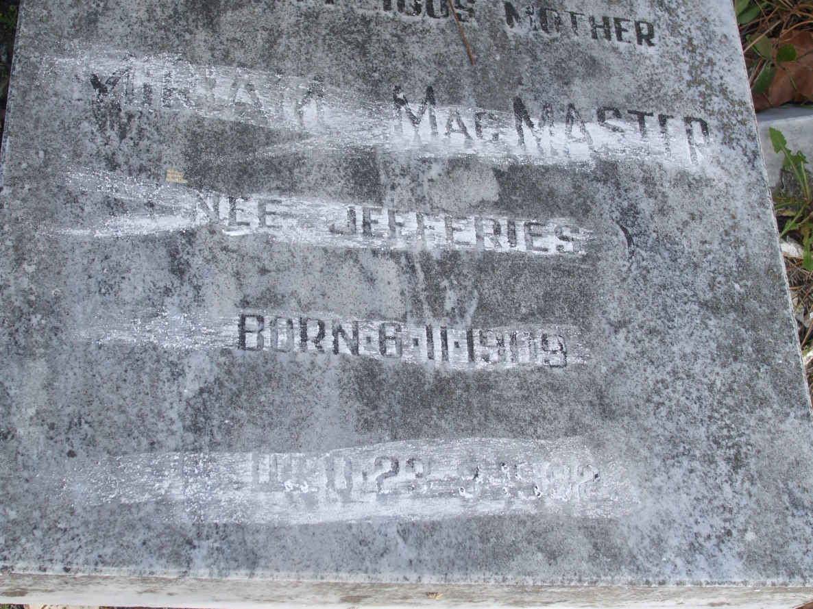 MACMASTER Miriam nee JEFFERIES 1909-1982