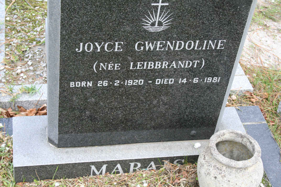 MARAIS Joyce Gwendoline nee LEIBBRANDT 1920-1981