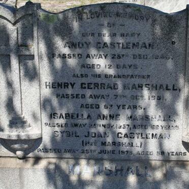 MARSHALL Henry Gerrard -1951 & Isabella Anne -1957 :: CASTLEMAN Andy -1946 :: CASTLEMAN Sybil Joan nee MARSHALL -1975