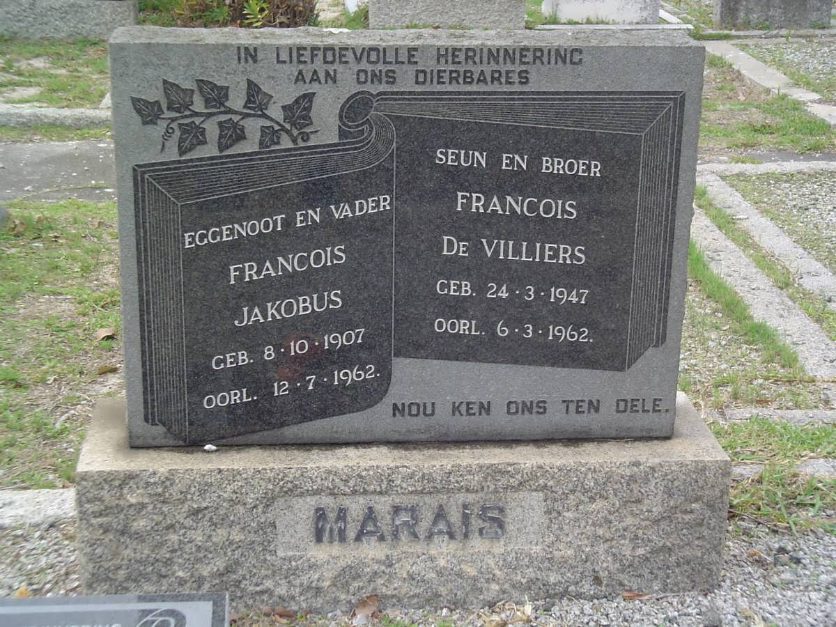 MARAIS Francois Jakobus 1907-1962 & Francina Elizabeth 1912-1993 :: MARAIS Francois De Villiers 1947-1962