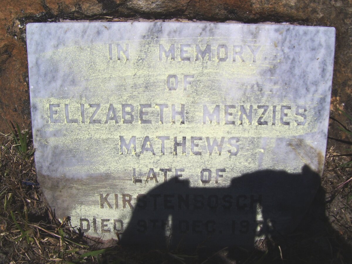 MATHEWS Joseph William -1949 & Elizabeth Menzies -19??