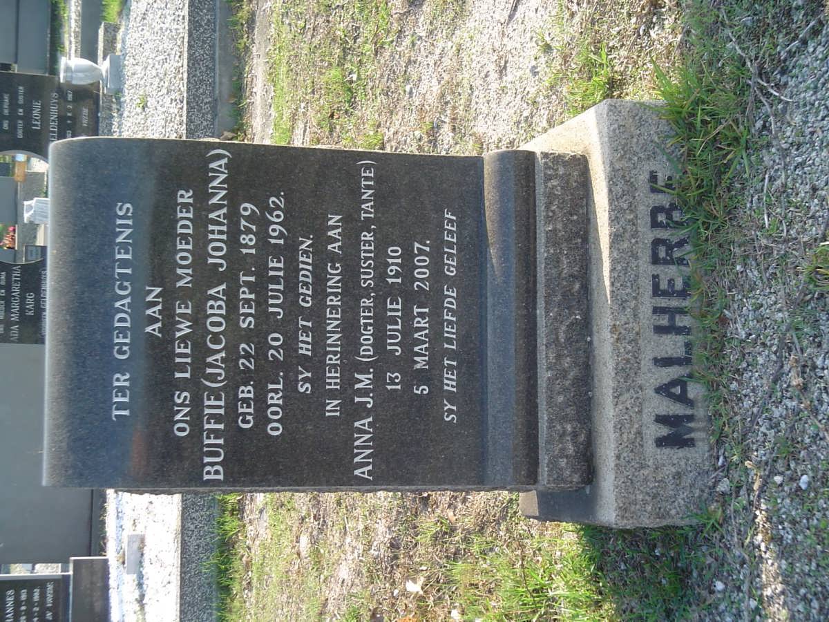 MALHERBE Jacoba Johanna 1879-1962 :: MALHERBE Anna J.M. 1910-2007