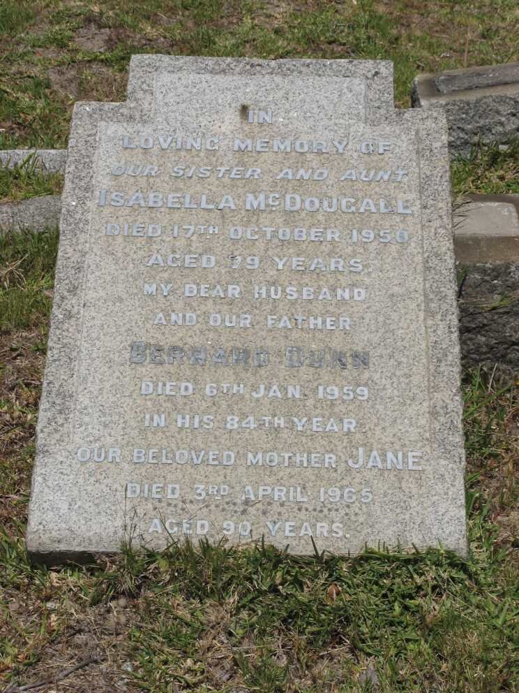 MCDOUGALL Isabella -1950 :: DUNN Bernard -1959 & Jane -1965