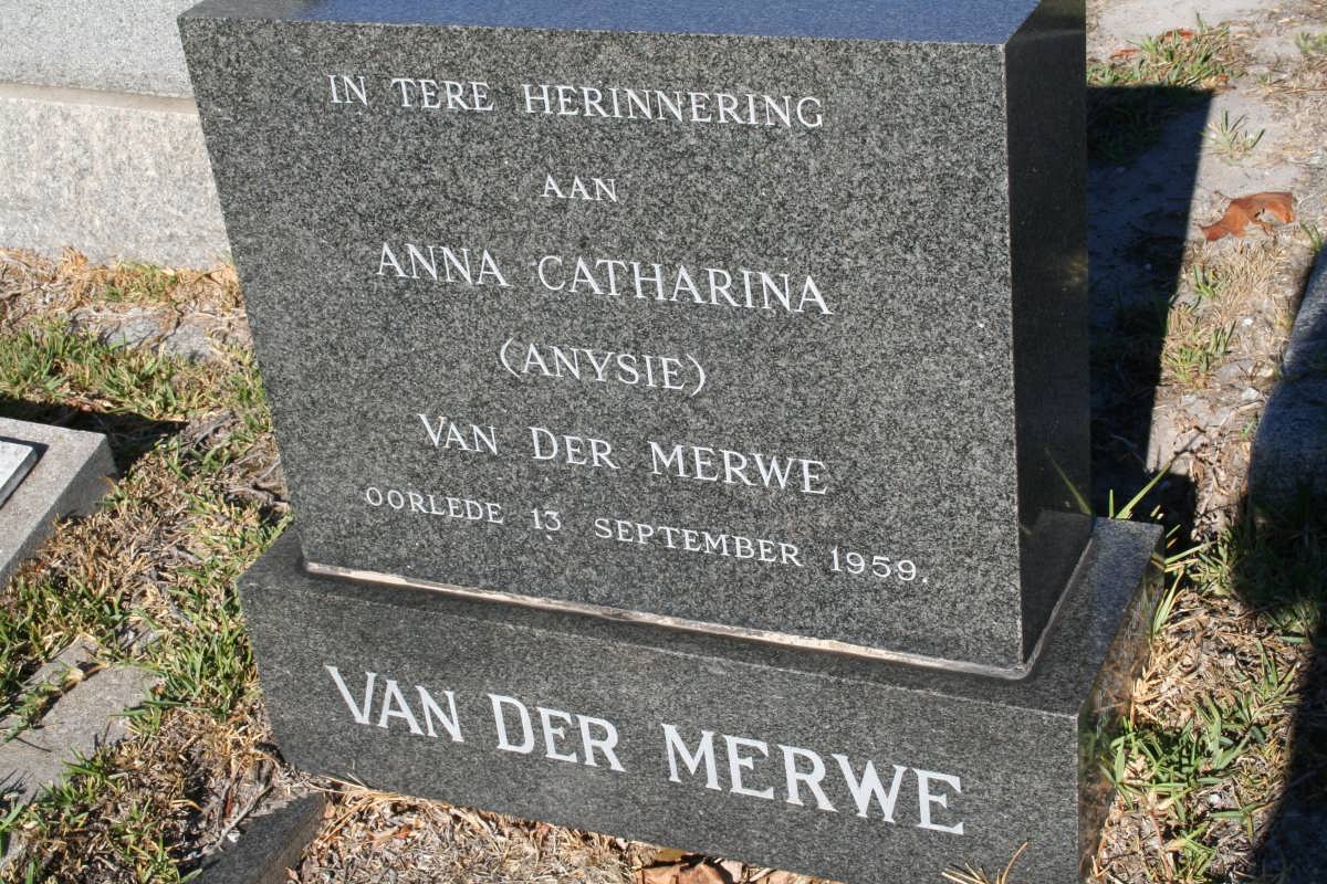 MERWE Anna Catharina, van der -1959